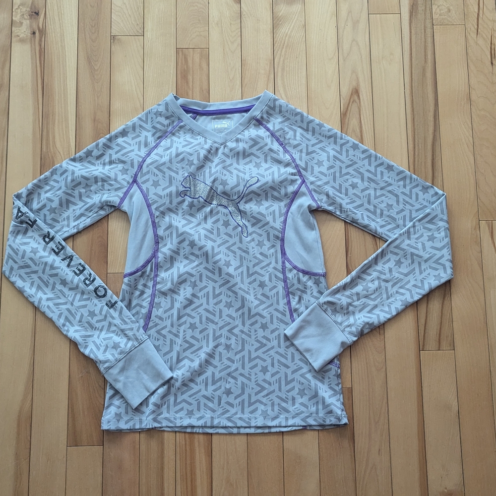 3/15$ Gray and Purple Long Sleeve Top
